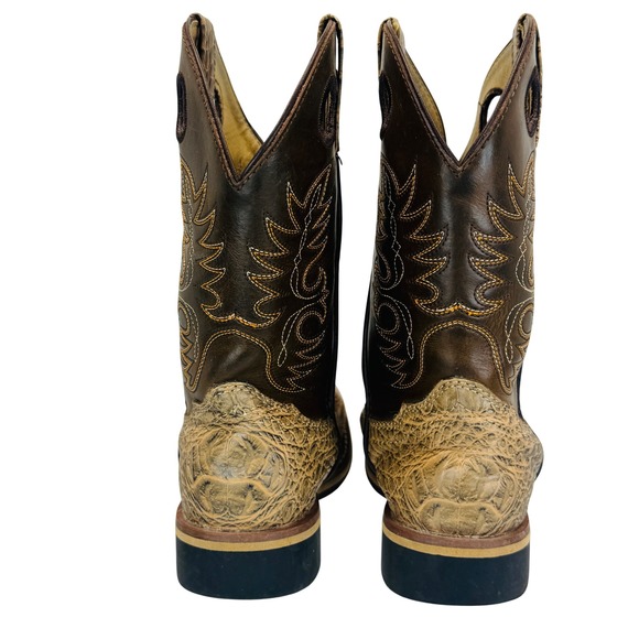 Cody James Boys Western Boots Sz 12 Brown Tan Square Toe Pull-On Rodeo Snake - Picture 7 of 8